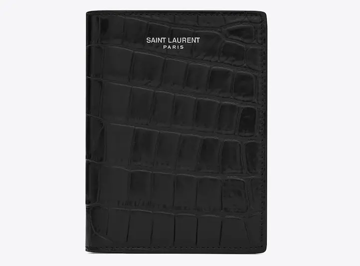 YVES SAINT LAURENT】90sエンボスロゴ二つ折り財布 ブラック