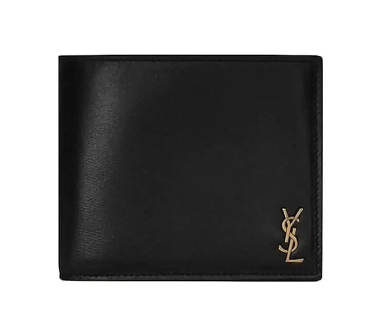 YSL 黒 レザー 三つ折り財布 YSL ブラックレザー 三つ折り財布 - メルカリ